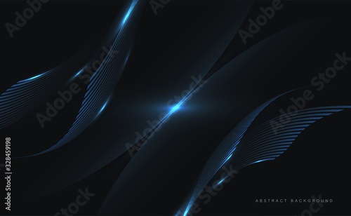 Black, white, waves Cover template, geometric shapes, modern minimal banner