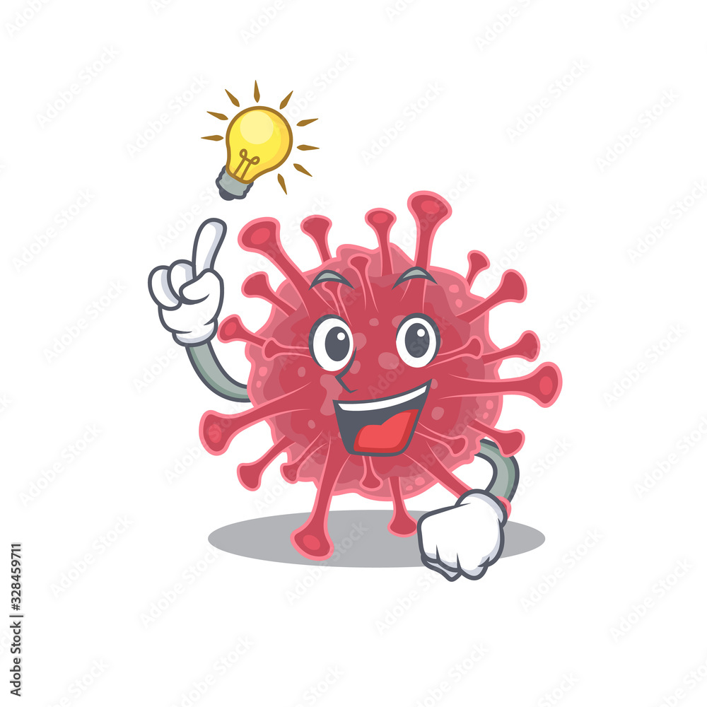Have an idea gesture of coronavirus disease mascot character design