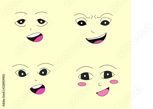 Set of face expression anime 