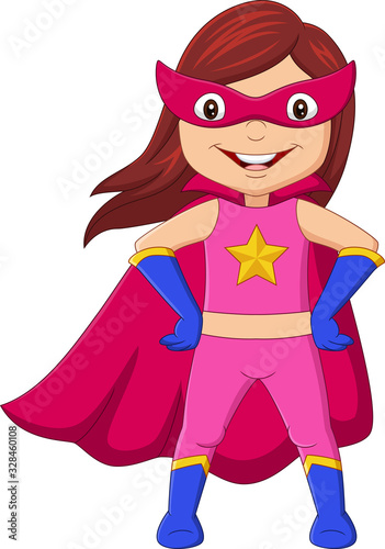 Cartoon happy superhero girl posing © tigatelu
