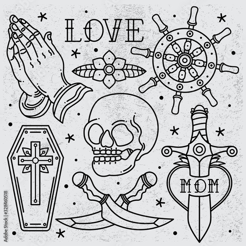 set flash tattoo old school