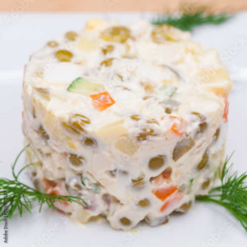 Traditional Russian salad Olivier