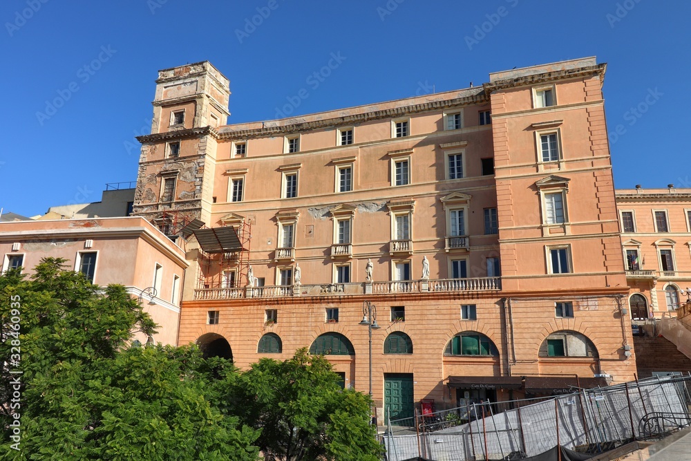 Facade of Palazzo Boyl, Cagliari, Sardinia, Italy