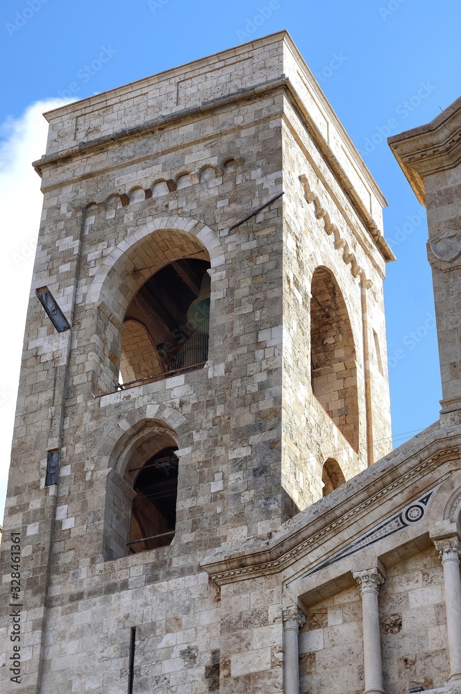Bell tower of the Cathedral of Cagliari, Sardinia, Italy
