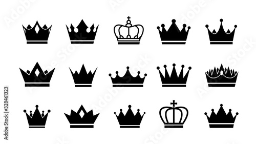 Crown logo. Vector flat crowns icons set collection.