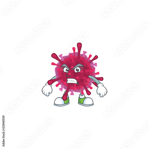 cartoon character of amoeba coronaviruses with angry face