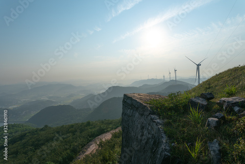 The windmill of electric power production, green energy application, Chinese economy development.
