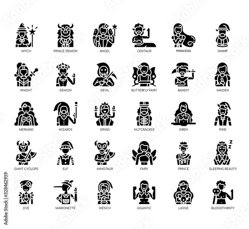 Set of fairytale thin line and pixel perfect icons for any web and app project.