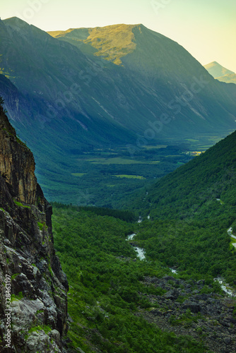 Green valley from Trollstigen mountain area