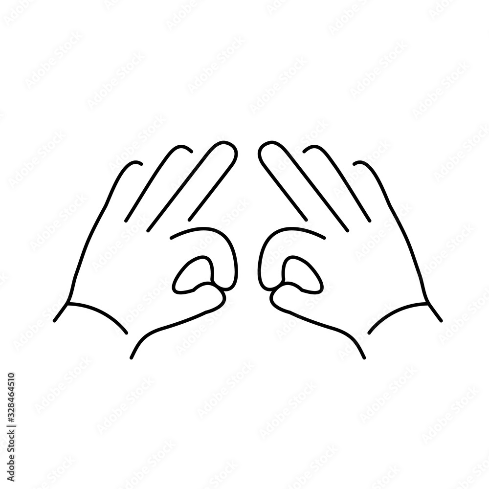 vector modern flat design linear icon of two hands creasing gesture | black thin line pictogram isolated on white background vector modern flat design linear icon of two hands creasing gesture | black thin line pictogram isolated on white background