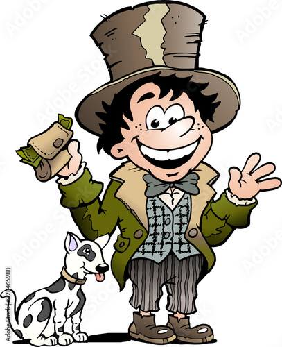 Vector Cartoon illustration of a Happy Oliver Twist