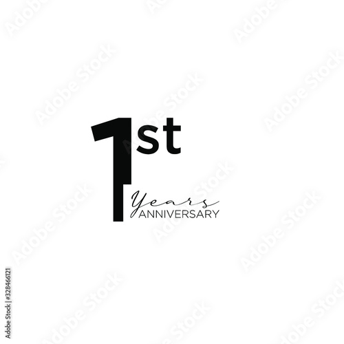 1st anniversary letter logo icon design with ribbon banner
