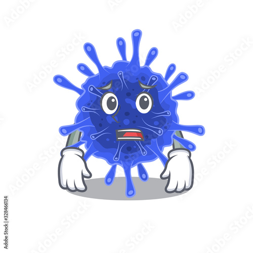 Cartoon picture of bacteria coronavirus showing anxious face © kongvector