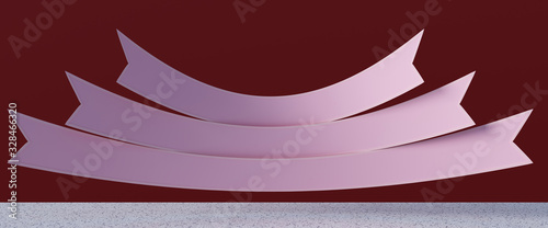 3d rendering podium background mock-up scene. Abstract pastel color. Minimal ribbon shape. Cosmetic background for product presentation.