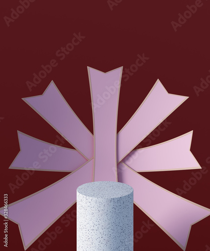 3d rendering podium background mock-up scene. Abstract pastel color. Minimal ribbon shape. Cosmetic background for product presentation.