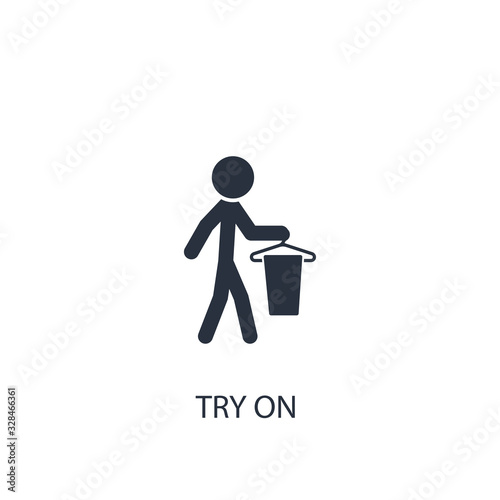Try on clothes icon. Simple shopping element illustration.