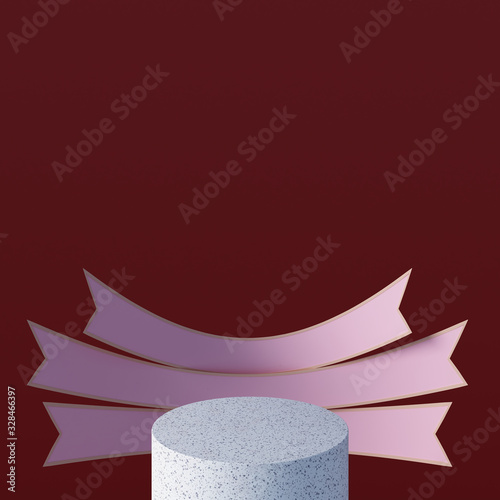3d rendering podium background mock-up scene. Abstract pastel color. Minimal ribbon shape. Cosmetic background for product presentation.