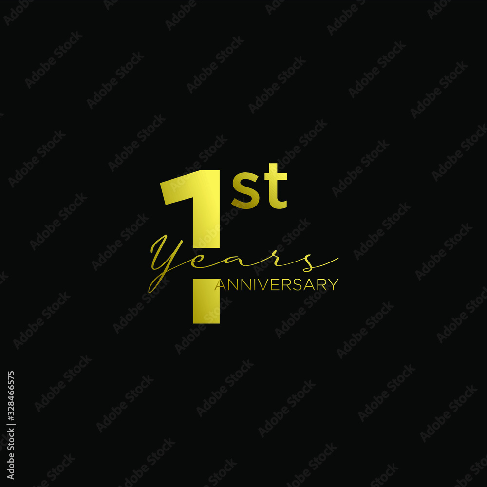 Obraz premium gold black 1st anniversary letter logo icon design with ribbon banner