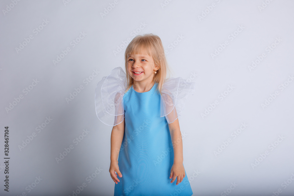 child girl in straw smiling on white background child girl in straw smiling on white background