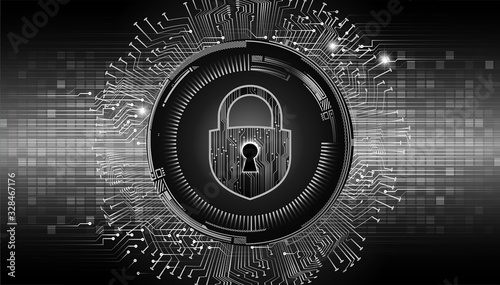 Closed Padlock on digital background, cyber security