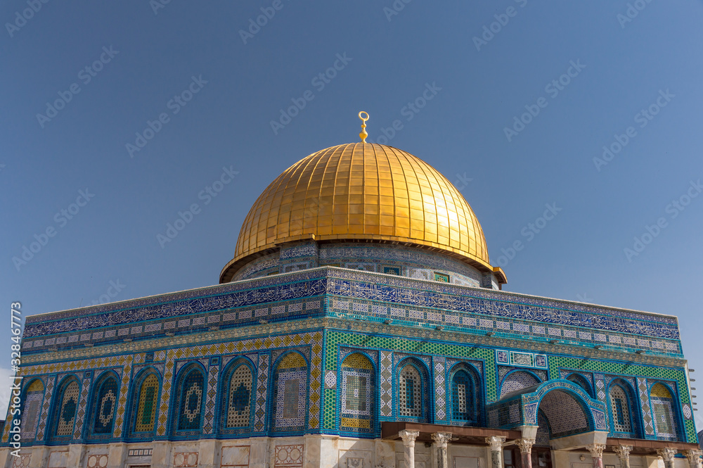 Al-Aqsa Mosque, the shrine of Islam in Jerusalem. Dome of the Rock, located on the Temple Mount in the Old Town.