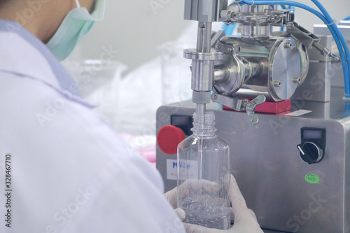 Manufacture filling Hand Gel in Laboratory control room
