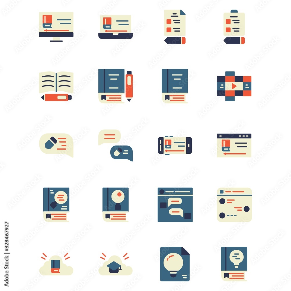 online learning icon set design part 1. perfect for application, web, logo and presentation template. icon design flat style online learning icon set design part 1. perfect for application, web, logo and presentation template. icon design flat style