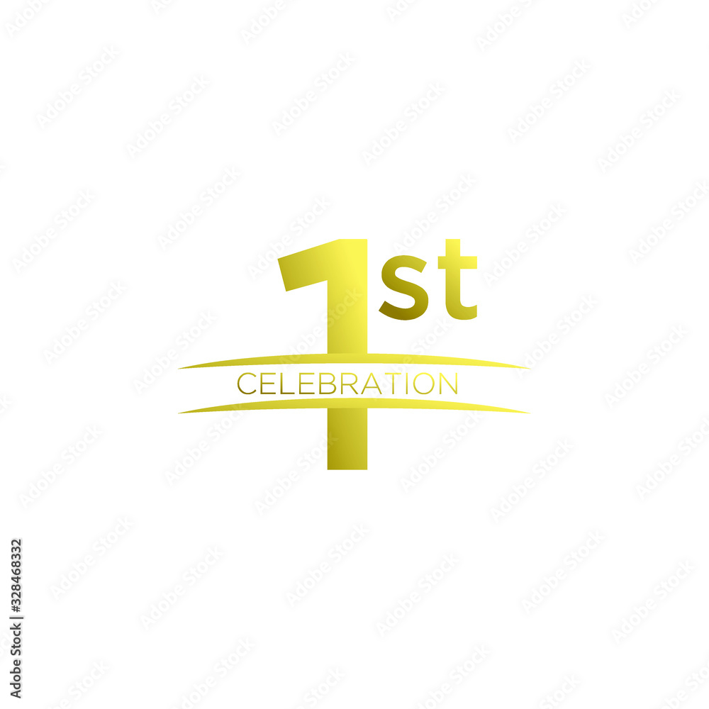 Gold 1st anniversary letter logo icon design with ribbon banner Gold 1st anniversary letter logo icon design with ribbon banner