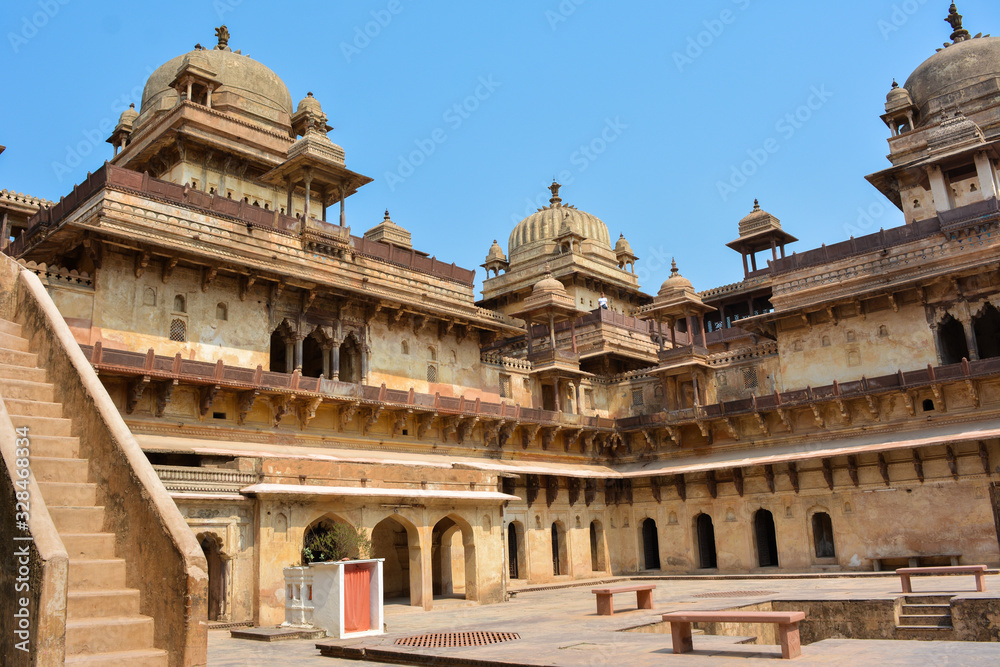 Jahangir Mahal (Orchha Fort) in Orchha, Madhya Pradesh, India.