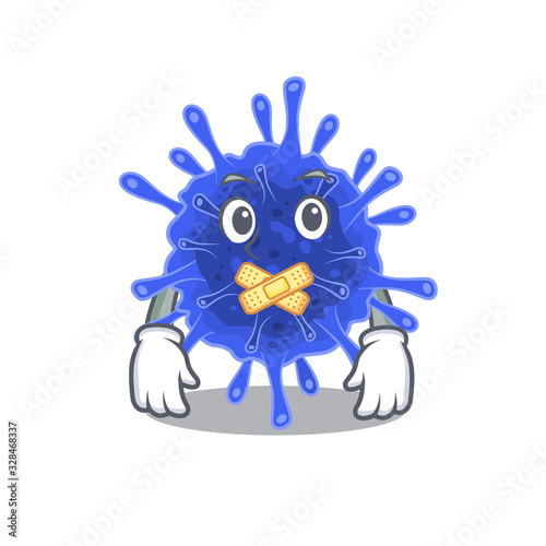 Bacteria coronavirus mascot cartoon character design with silent gesture