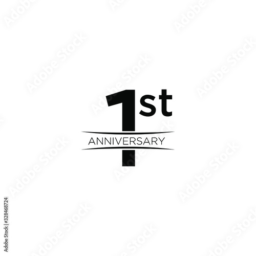1st anniversary letter logo icon design with ribbon banner