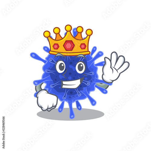 The Royal King of bacteria coronavirus cartoon character design with crown © kongvector