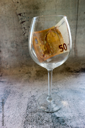 Wallpaper Mural Fifty Euro banknote in a wine glass Torontodigital.ca