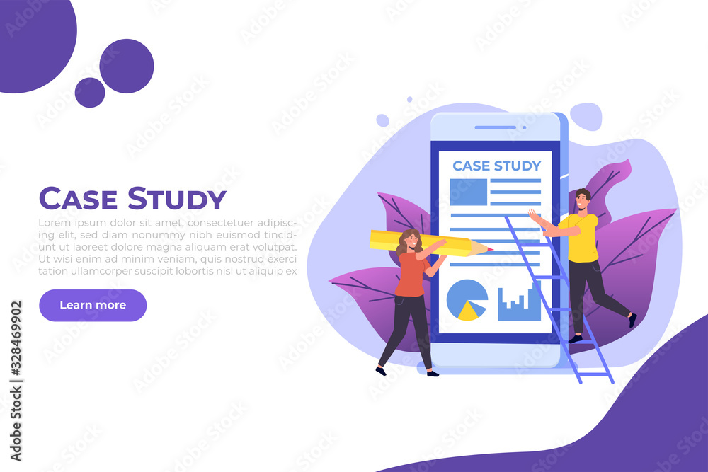Case study concept with characters. Flat style vector illustration Case study concept with characters. Flat style vector illustration