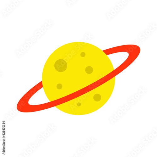 Saturn flat icon. Planet vector yellow icon on white background.