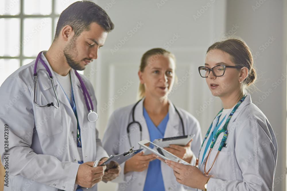 group of medical workers portrait in hospital group of medical workers portrait in hospital