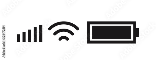 Wifi signal strength, battery charge level. Vector