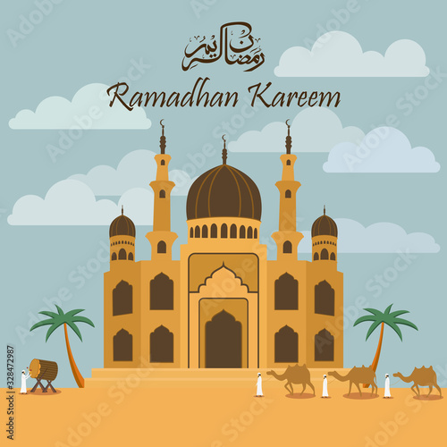Ramadan Kareem with Mosque background