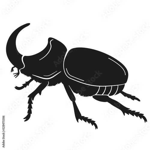 Vector black silhouette of a rhinoceros beetle