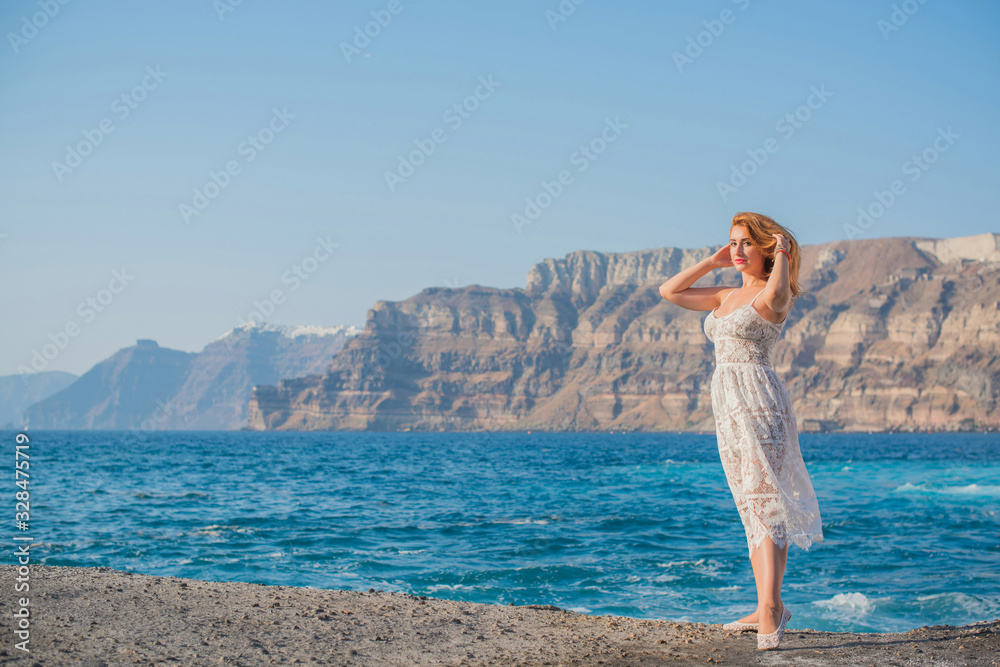 Travelling and adventure time. Nice plus size nice woman at vacation in Greece, rest in city Travelling and adventure time. Nice plus size nice woman at vacation in Greece, rest in city