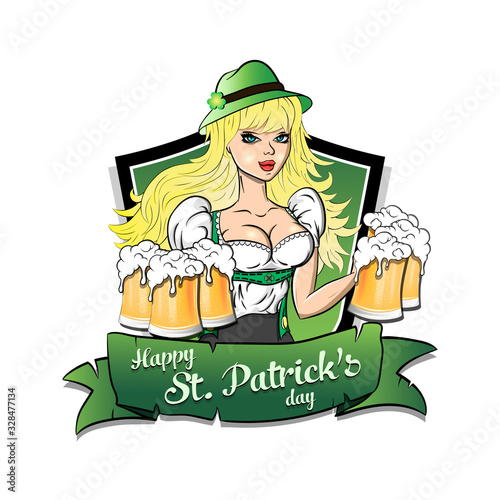 Happy St. Patrick's day. Sexy of waitress