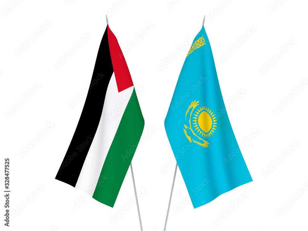 Kazakhstan and Palestine flags Kazakhstan and Palestine flags