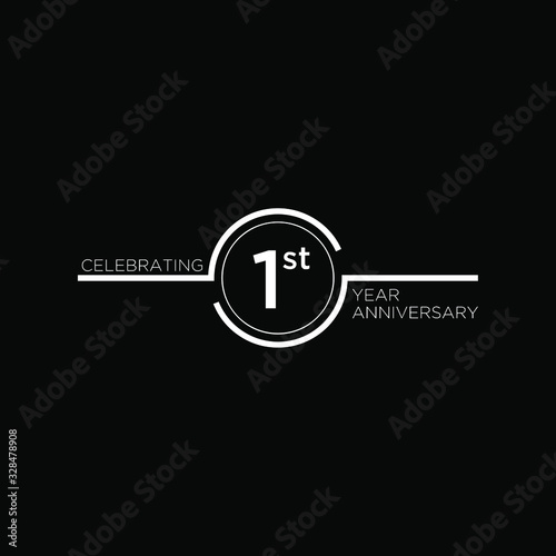 black anniversary letter logo icon design with ribbon banner with dark background