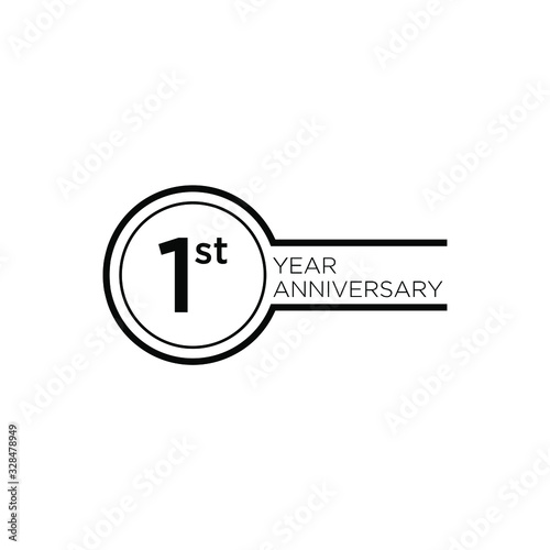 1st anniversary letter logo icon design with ribbon banner