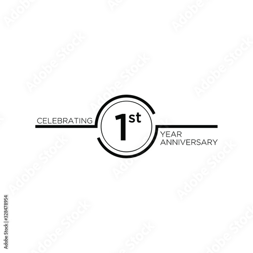1st anniversary letter logo icon design with ribbon banner