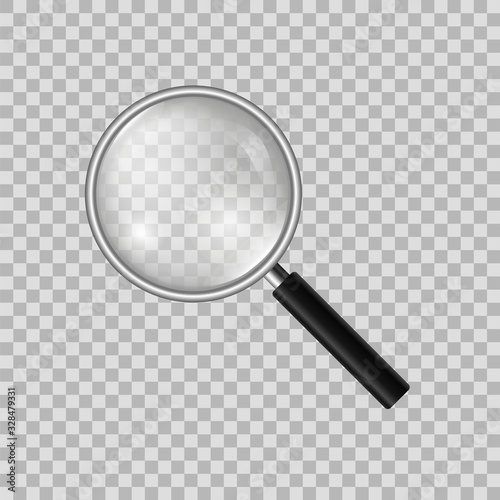 Realistic magnifier on a transparent background.