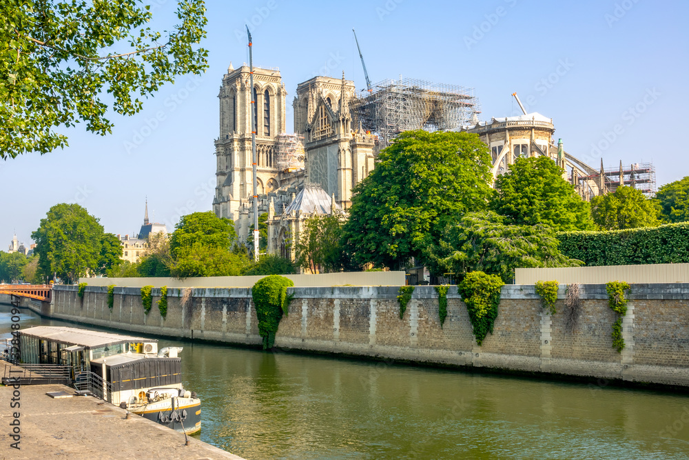 Repair Notre Dame and a Floating Cafe on the River Seine