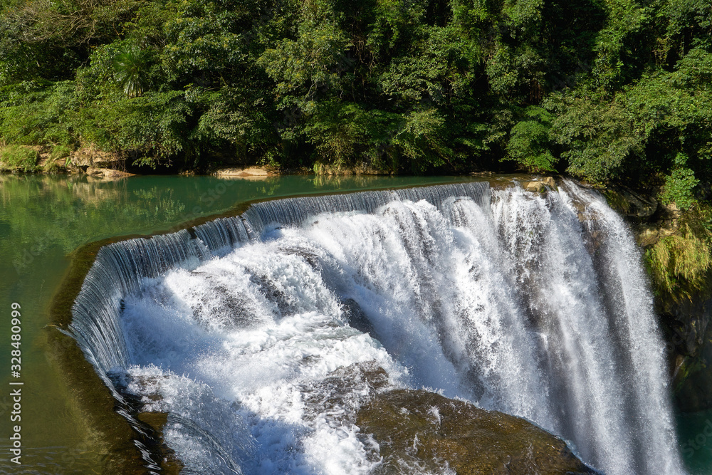 Shifen waterfall known as Taiwan's Niagara falls