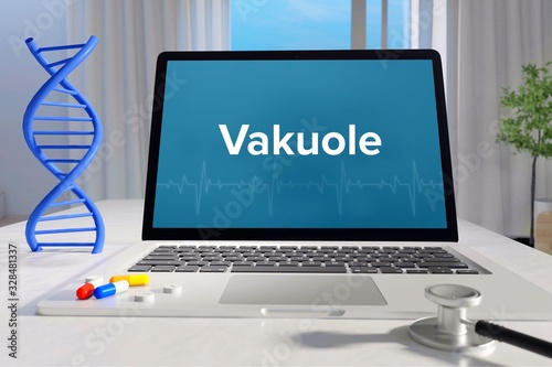 Vakuole – Medizin, Gesundheit. Computer im Büro mit Begriff auf dem Bildschirm. Arzt, Krankheit, Gesundheitswesen photo