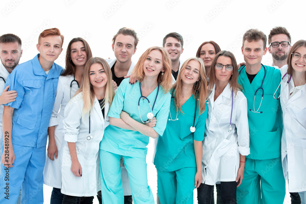 top view. a group of smiling doctors pointing at you. top view. a group of smiling doctors pointing at you.